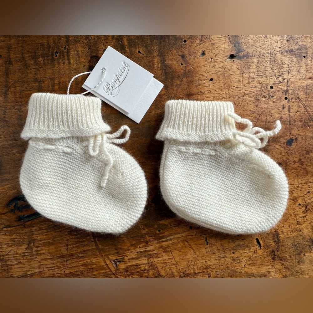 Bonpoint Baby Cashmere Booties (new with tags) in Milk White